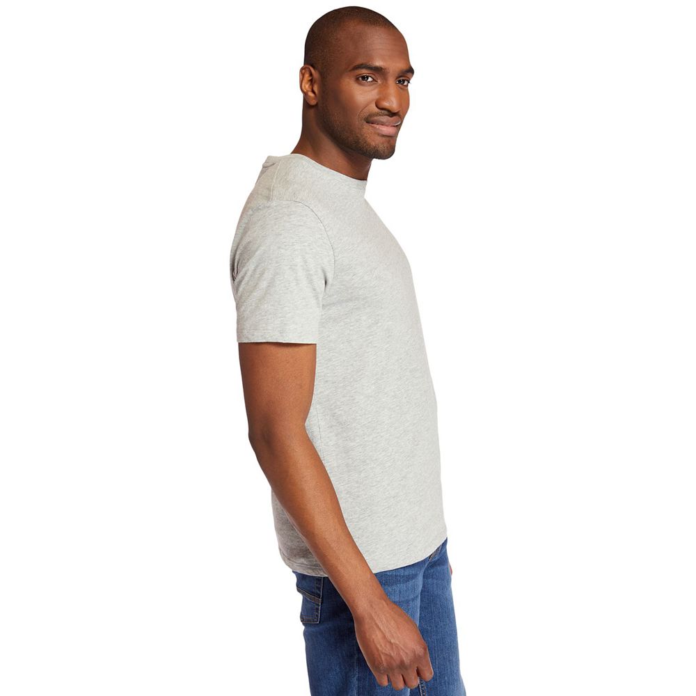 Timberland Mens T-Shirts Embroidered Logo - Grey - India AI4253109